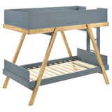 Frankie Wood Twin Over Twin Bunk Bed Van Courtland Blue and Natural from Coaster - Luna Furniture