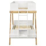 Frankie Wood Twin Over Twin Bunk Bed White and Natural from Coaster - Luna Furniture