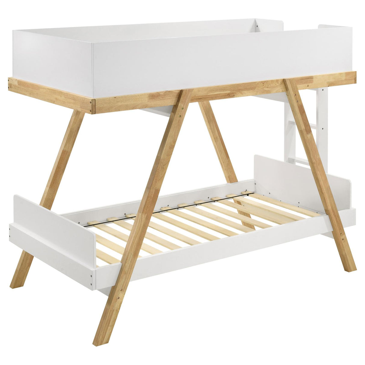 Frankie Wood Twin Over Twin Bunk Bed White and Natural from Coaster - Luna Furniture