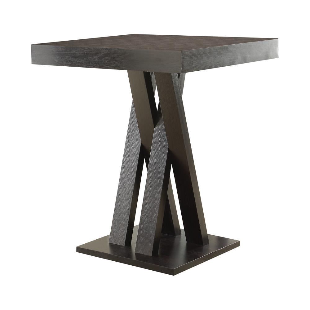 Freda Cappuccino Double X-Shaped Base Square Bar Table from Coaster - Luna Furniture