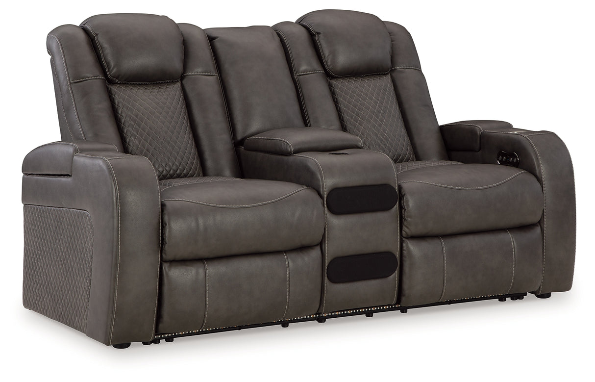 Fyne-Dyme Shadow Power Reclining Loveseat with Console - 3660218 - Luna Furniture