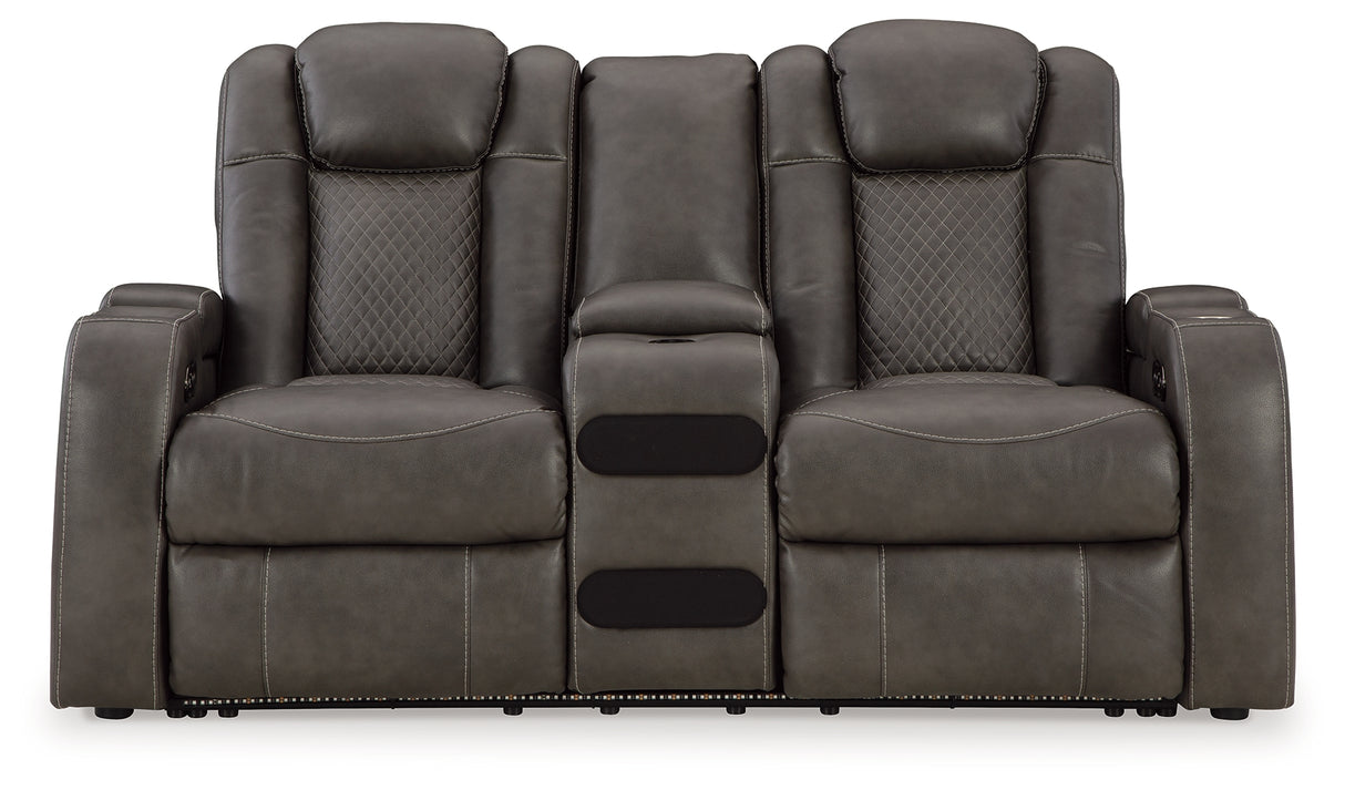 Fyne-Dyme Shadow Power Reclining Loveseat with Console - 3660218 - Luna Furniture