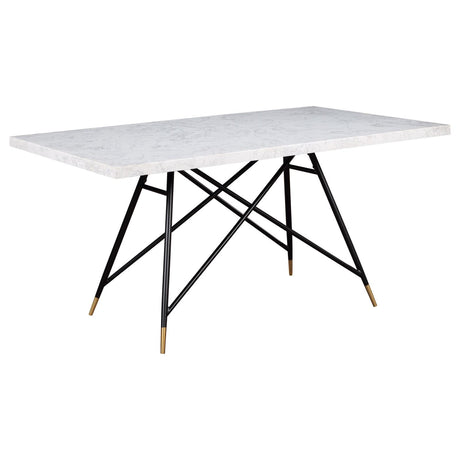 Gabrielle Rectangular Marble Top Dining Table White and Black - 190361 - Luna Furniture