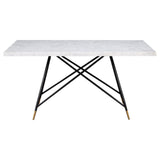 Gabrielle Rectangular Marble Top Dining Table White and Black - 190361 - Luna Furniture