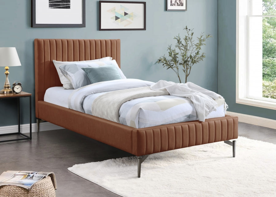 Gallo Faux Leather Twin Twin Bed Cognac from Meridian - Luna Furniture