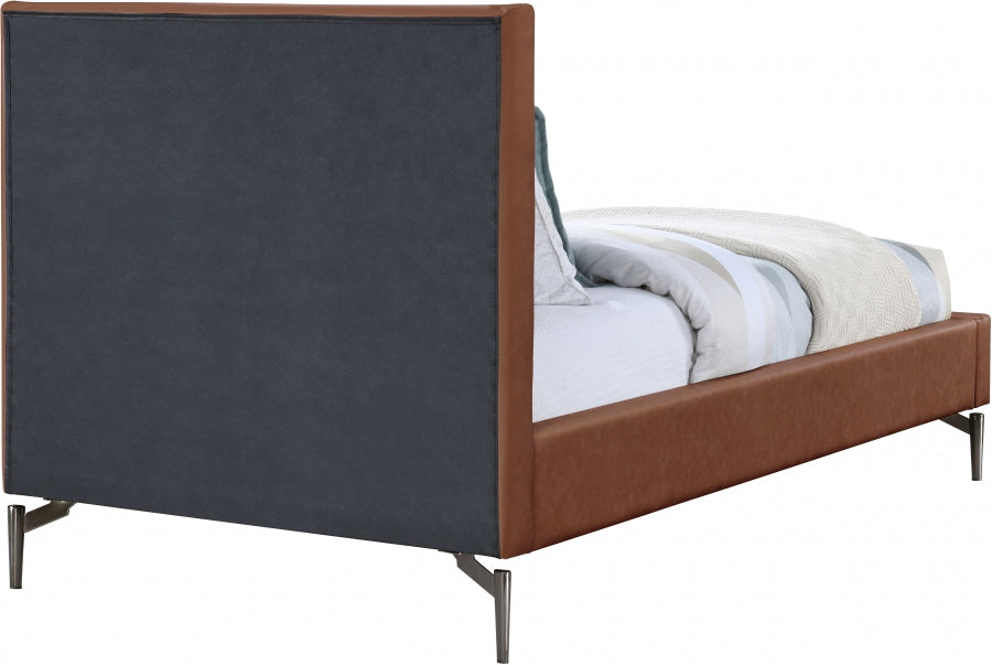 Gallo Faux Leather Twin Twin Bed Cognac from Meridian - Luna Furniture