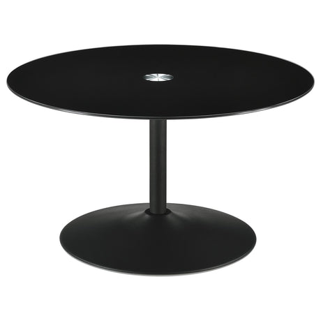 Ganso Round Metal Coffee Table with Tempered Glass Top Black from Coaster - Luna Furniture