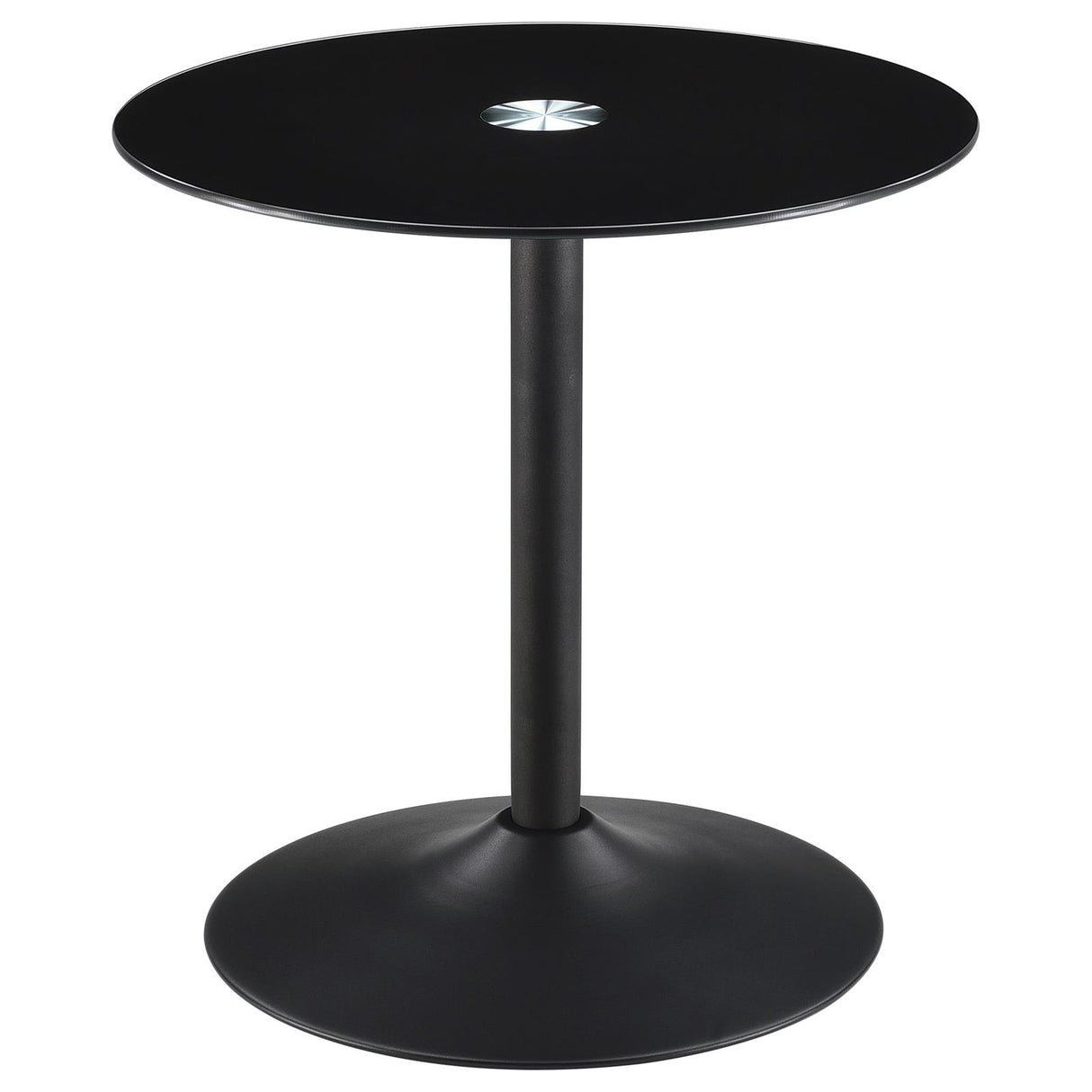 Ganso Round Metal End Table with Tempered Glass Top Black from Coaster - Luna Furniture