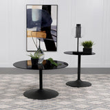 Ganso Round Metal End Table with Tempered Glass Top Black from Coaster - Luna Furniture