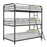 Garner Gunmetal Triple Bunk Bed with Ladder from Coaster - Luna Furniture