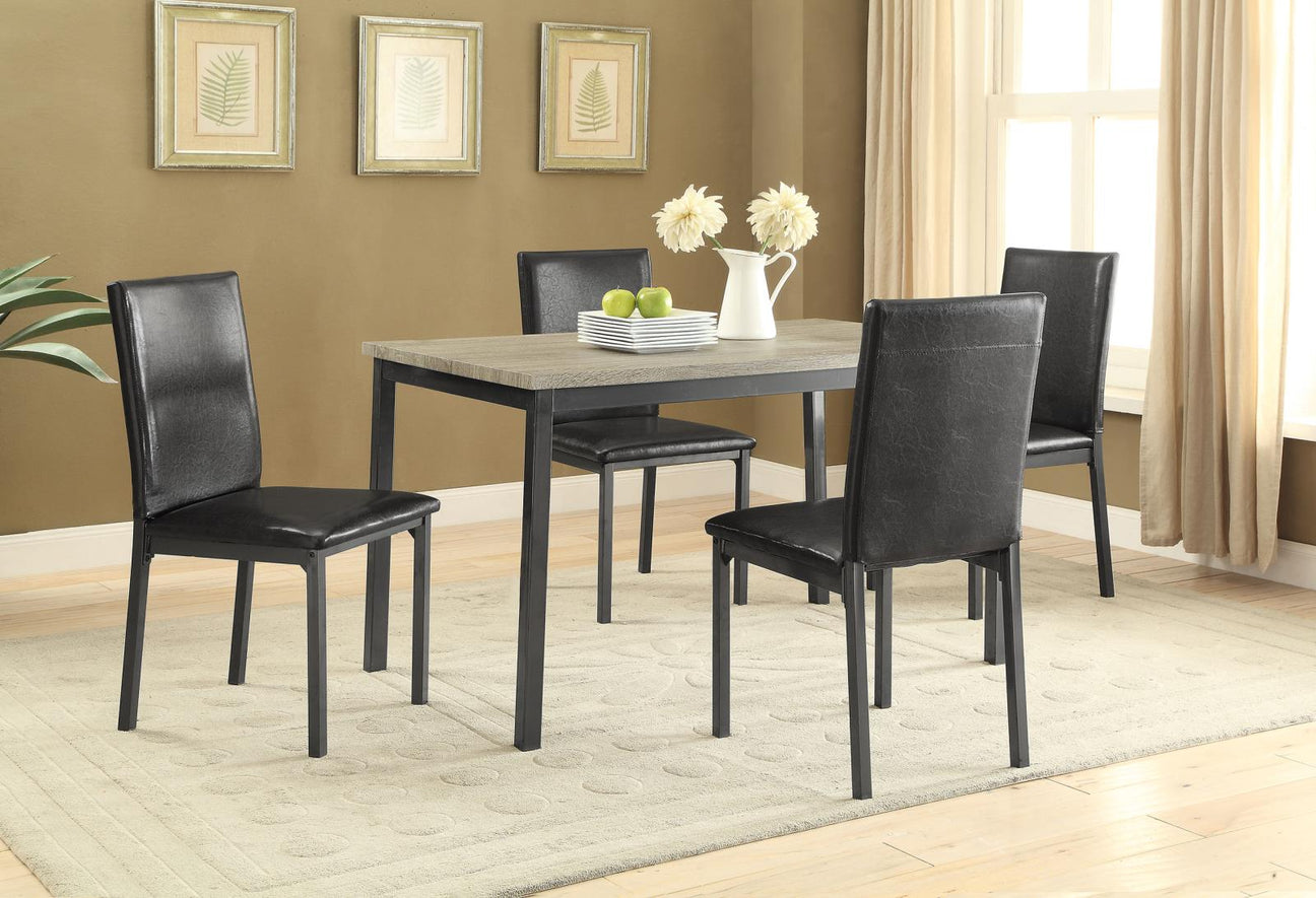 Garza Weathered Gray/Black 5-Piece Dining Set from Coaster - Luna Furniture