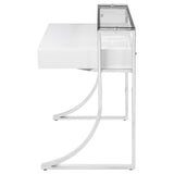 Gemma Glossy White/Chrome 2-Drawer Writing Desk from Coaster - Luna Furniture