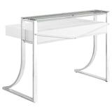 Gemma Glossy White/Chrome 2-Drawer Writing Desk from Coaster - Luna Furniture