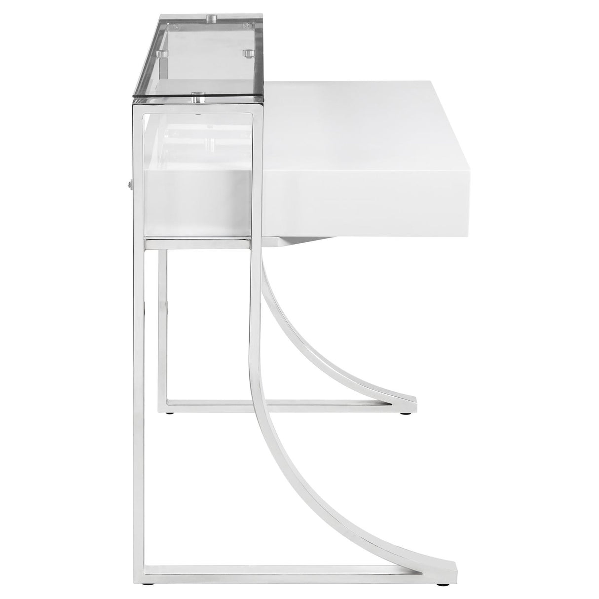 Gemma Glossy White/Chrome 2-Drawer Writing Desk from Coaster - Luna Furniture