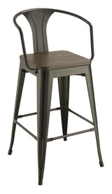 Geneva Dark Elm/Matte Black Wooden Seat Bar Stools, Set of 2 from Coaster - Luna Furniture