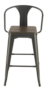 Geneva Dark Elm/Matte Black Wooden Seat Bar Stools, Set of 2 from Coaster - Luna Furniture