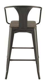 Geneva Dark Elm/Matte Black Wooden Seat Bar Stools, Set of 2 from Coaster - Luna Furniture