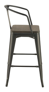 Geneva Dark Elm/Matte Black Wooden Seat Bar Stools, Set of 2 from Coaster - Luna Furniture