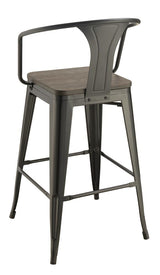 Geneva Dark Elm/Matte Black Wooden Seat Bar Stools, Set of 2 from Coaster - Luna Furniture