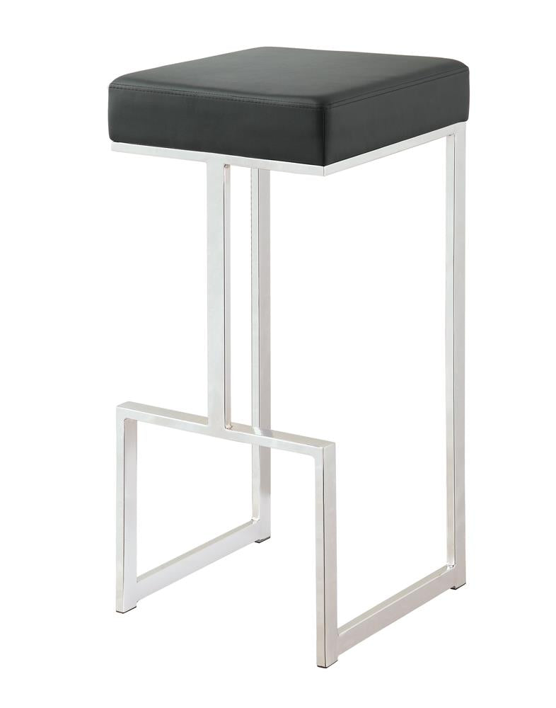 Gervase Black/Chrome Square Bar Stool from Coaster - Luna Furniture