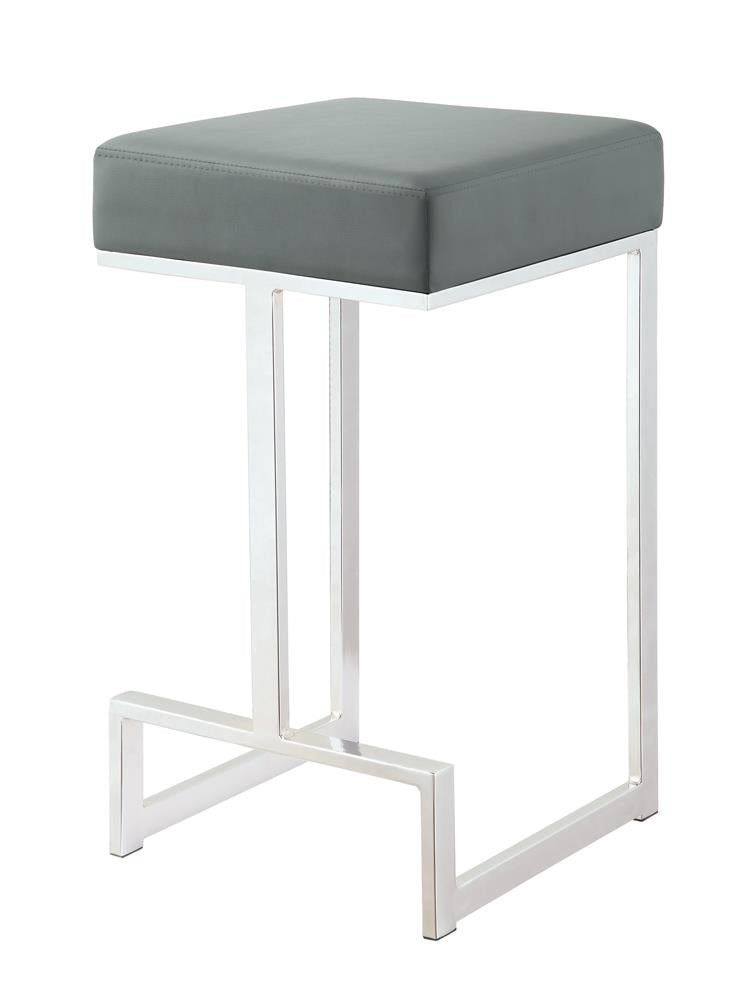 Gervase Gray/Chrome Square Counter Height Stool from Coaster - Luna Furniture