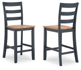 Gesthaven Natural/Blue Counter Height Barstool, Set of 2 - D399-124 - Luna Furniture