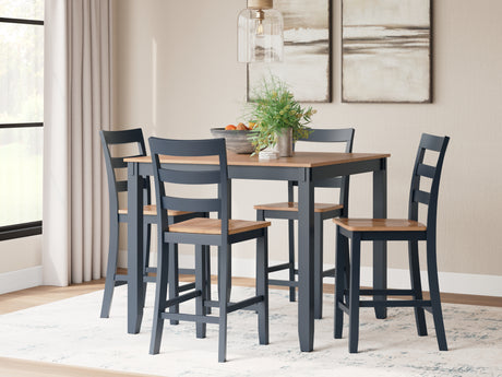 Gesthaven Natural/Blue Counter Height Dining Table and 4 Barstools (Set of 5) - D399-223 - Luna Furniture