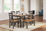 Gesthaven Natural/Brown Dining Table with 4 Chairs and Bench (Set of 6) - D396-325 - Luna Furniture