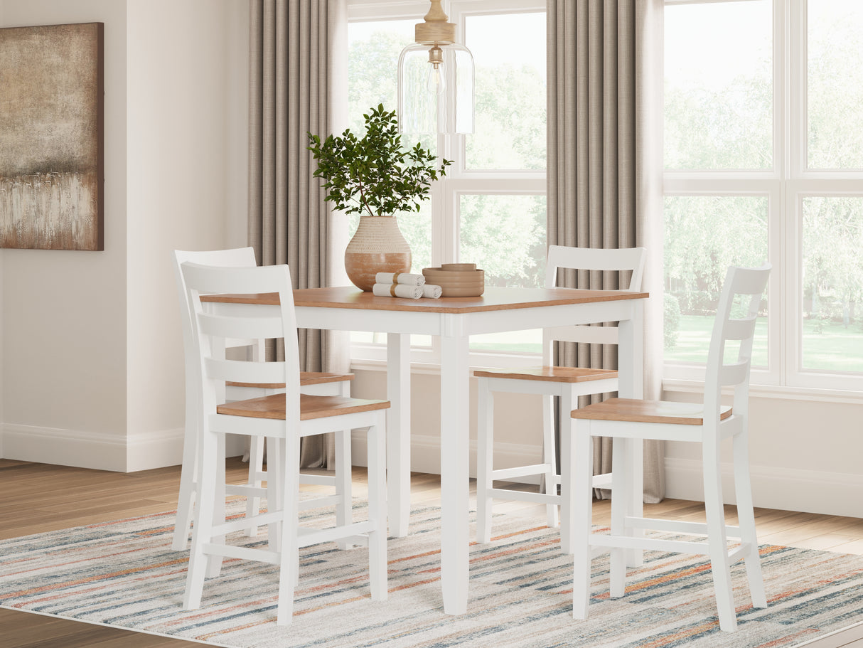 Gesthaven Natural/White Counter Height Dining Table and 4 Barstools (Set of 5) - D398-223 - Luna Furniture