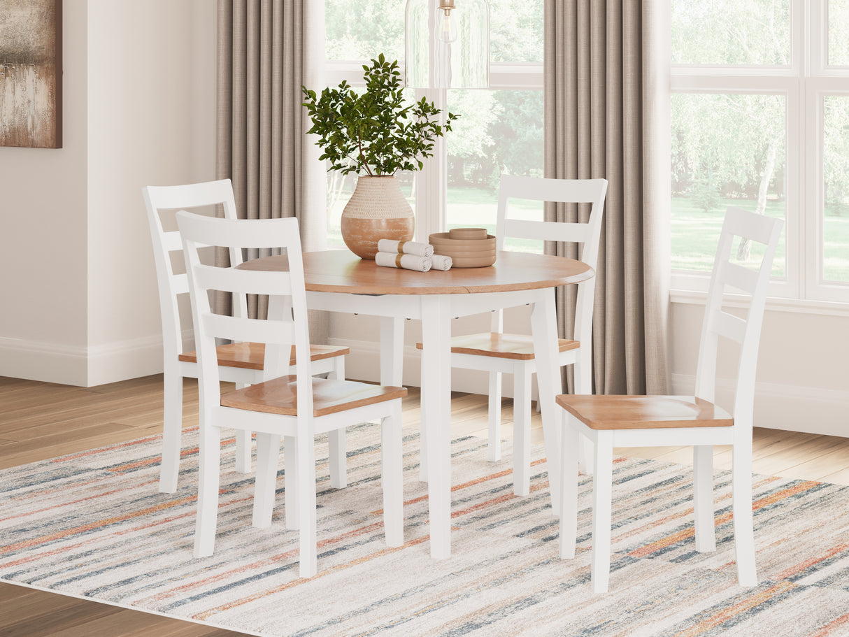 Gesthaven Natural/White Dining Drop Leaf Table - D398-15 - Luna Furniture