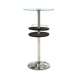 Gianella Black/Chrome Glass Top Bar Table with Wine Storage from Coaster - Luna Furniture