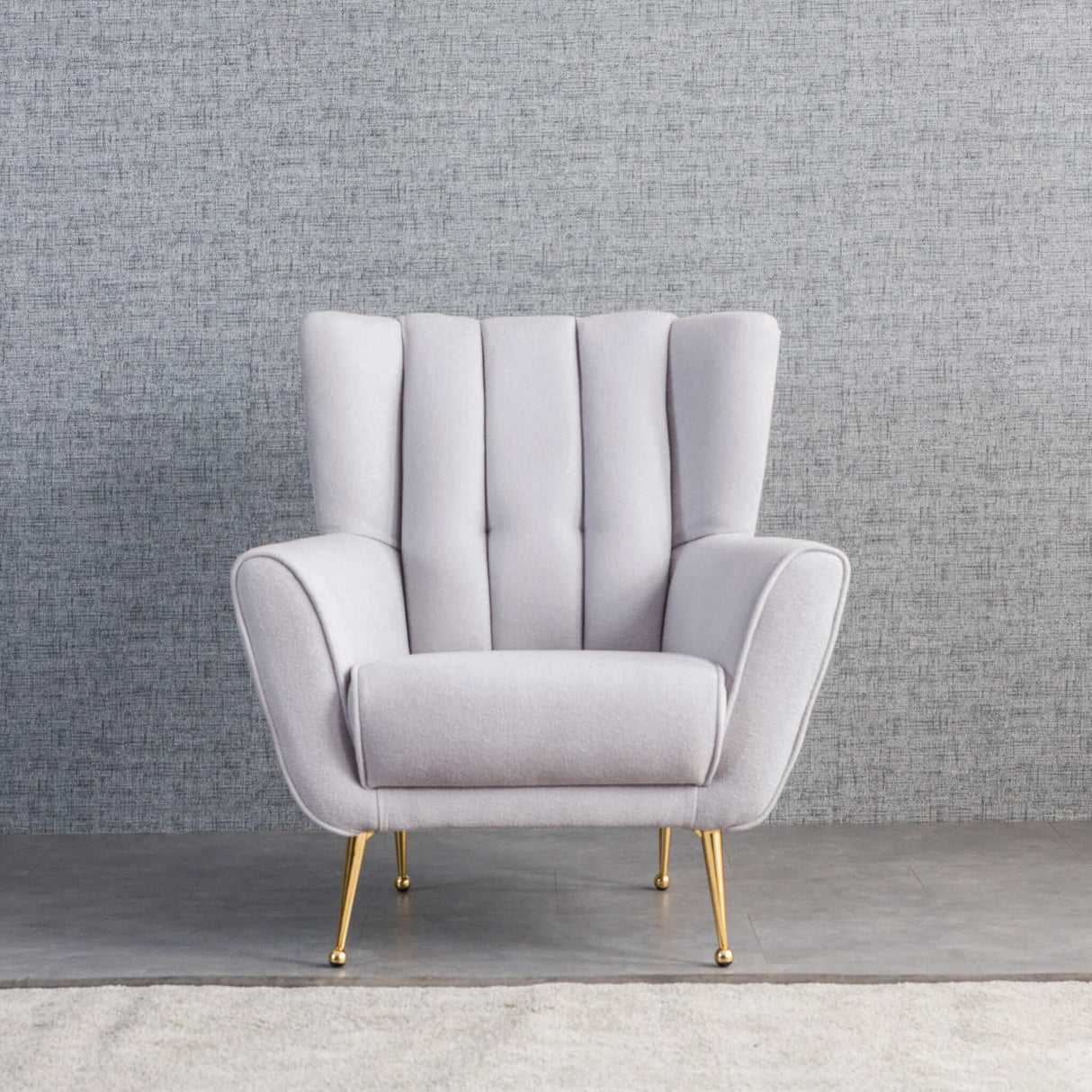 Gianna Mid-Century Modern Tufted French Boucle Armchair Light Grey - AFC00256 - Luna Furniture