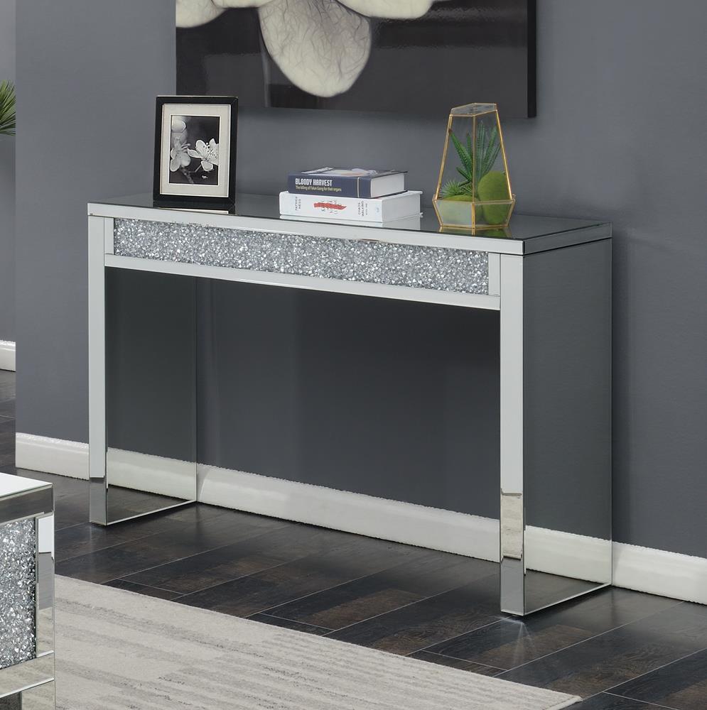 Gillian Rectangular Sofa Table Silver/Clear Mirror from Coaster - Luna Furniture