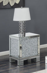 Gillian Square End Table Silver/Clear Mirror from Coaster - Luna Furniture