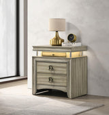 Giselle 3-drawer Nightstand Bedside Table with LED Rustic Beige from Coaster - Luna Furniture