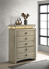 Giselle 6-drawer Bedroom Chest with LED Rustic Beige from Coaster - Luna Furniture