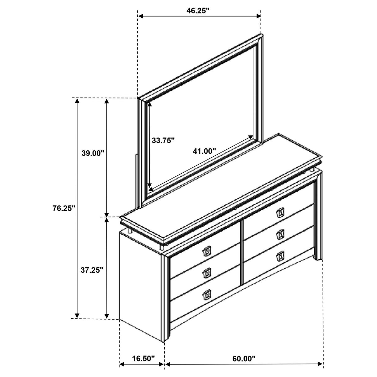 Giselle Rustic Beige 8-Drawer Bedroom Dresser with LED Mirror from Coaster - Luna Furniture