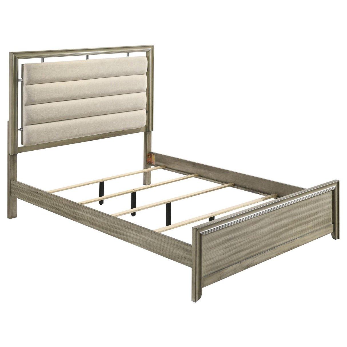 Giselle California King Panel Bed with Upholstered Headboard Rustic Beige from Coaster - Luna Furniture