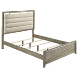 Giselle California King Panel Bed with Upholstered Headboard Rustic Beige from Coaster - Luna Furniture