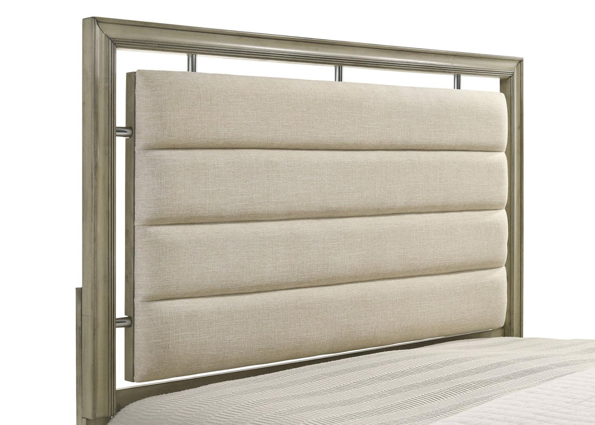 Giselle Eastern King Panel Bed with Upholstered Headboard Rustic Beige from Coaster - Luna Furniture