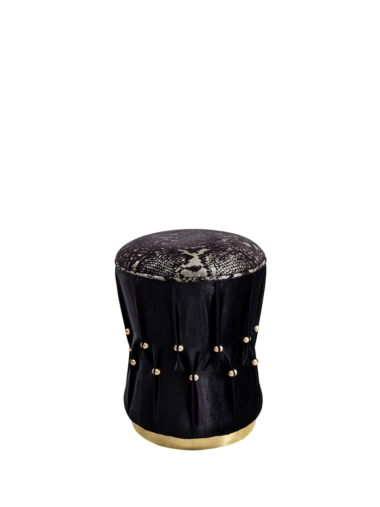 Giselle Velvet Black Stool - GISELLEBLACK-OTT - Luna Furniture