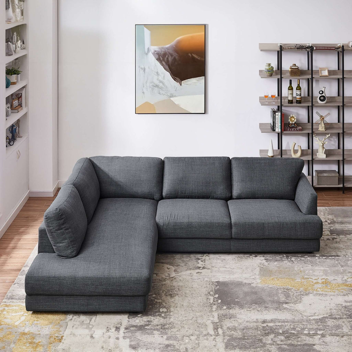 Glander  Mid-century Modern Cozy Sectional Sofa Grey / Right Sectional / Linen - AFC01908 - Luna Furniture