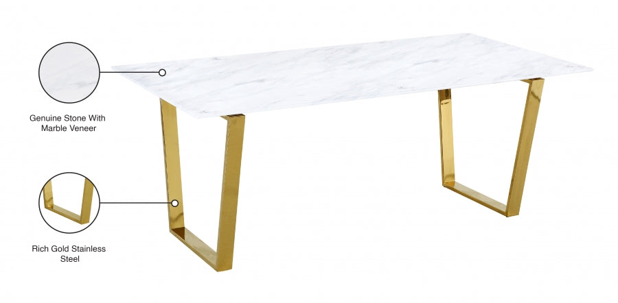 Cameron Gold Gold Dining Table from Meridian - Luna Furniture