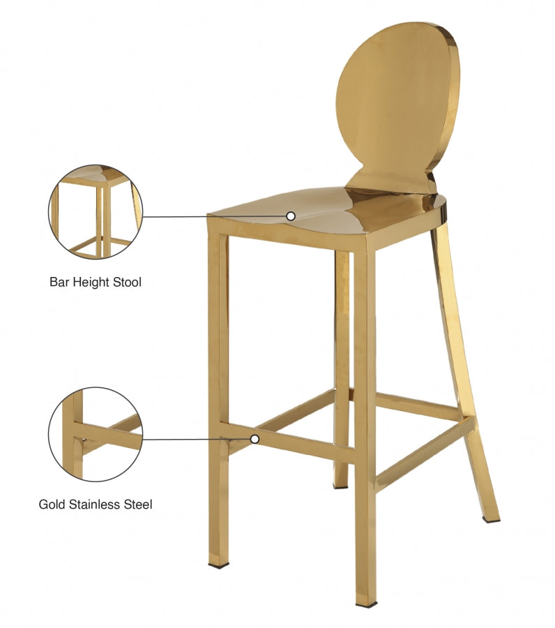 Maddox Gold Gold Stainless Steel Bar Stool from Meridian - Luna Furniture