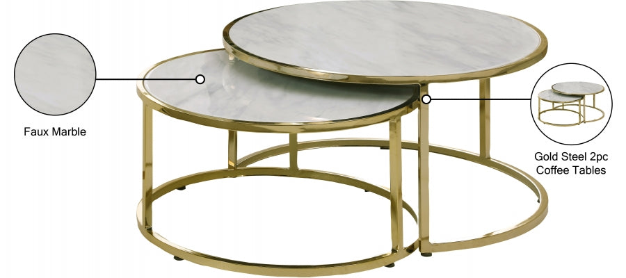 Massimo Gold Coffee Table from Meridian - Luna Furniture