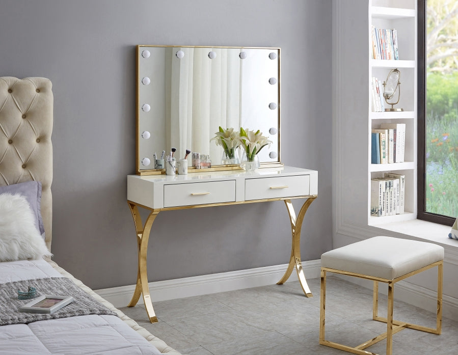 Monroe Gold Vanity | Desk | Console Table from Meridian - Luna Furniture