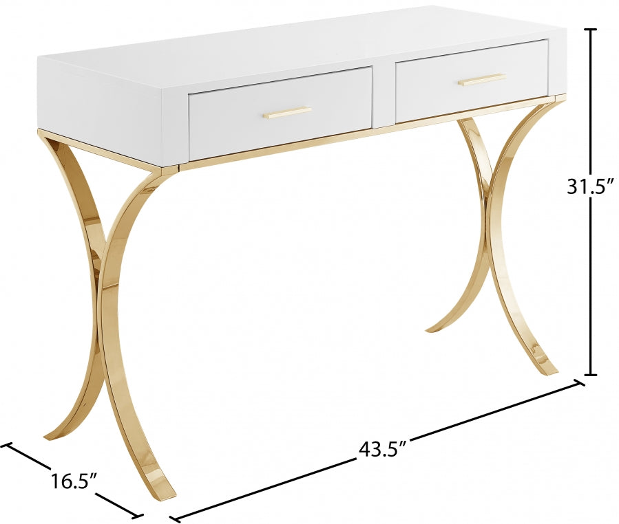 Monroe Gold Vanity | Desk | Console Table from Meridian - Luna Furniture