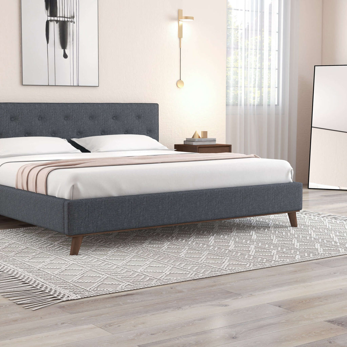 Graceville Dark Grey Platform Bed Queen - AFC00492 - Luna Furniture