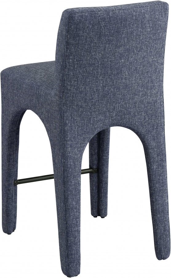 Gramercy Linen Textured Fabric Bar / Counter Stools Blue from Meridian - Luna Furniture