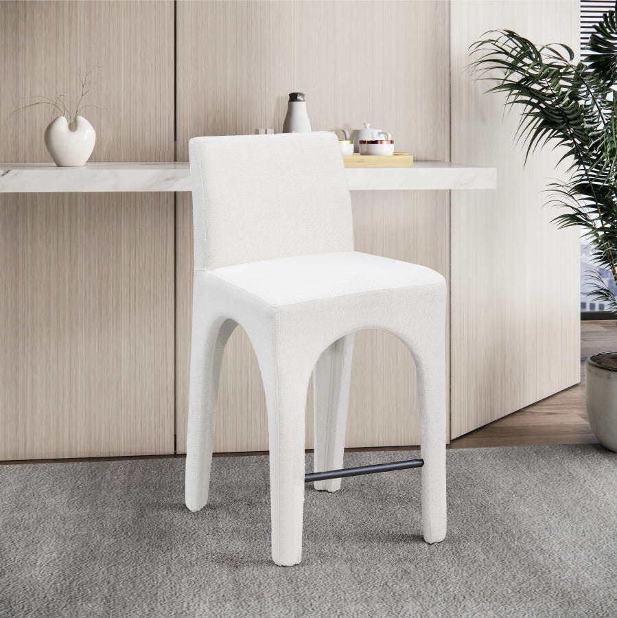 Gramercy Linen Textured Fabric Bar / Counter Stools Cream from Meridian - Luna Furniture